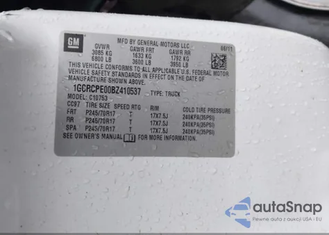 2011 Chevrolet Silverado 1500 Work Truck from USA, damaged, VIN 1GCRCPE00BZ410537